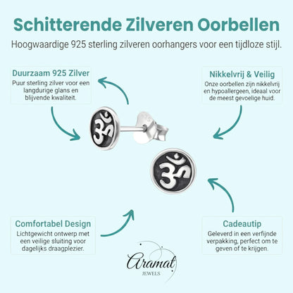 Zilveren Ohm oorbellen – 6 mm nikkelvrij - Aramat Jewels - Oorbellen - cadeautip