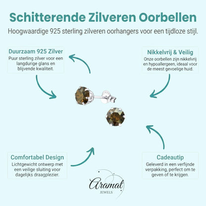 Zilveren oorbellen brons kristal - Aramat Jewels - Oorbellen - cadeautip