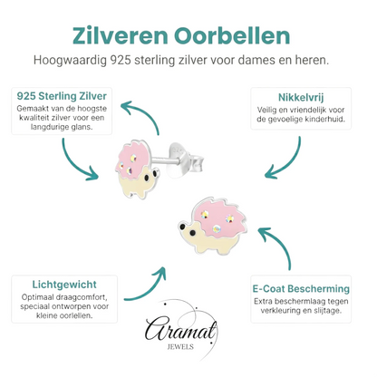 Zilveren Oorbellen Egel - Schattige Dieren Oorbellen - Aramat Jewels - Oorbellen - cadeautip
