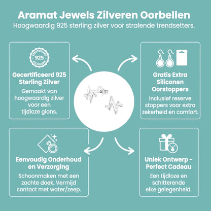 Zilveren Oorbellen hartslag symbool - Aramat Jewels - Oorbellen - cadeautip