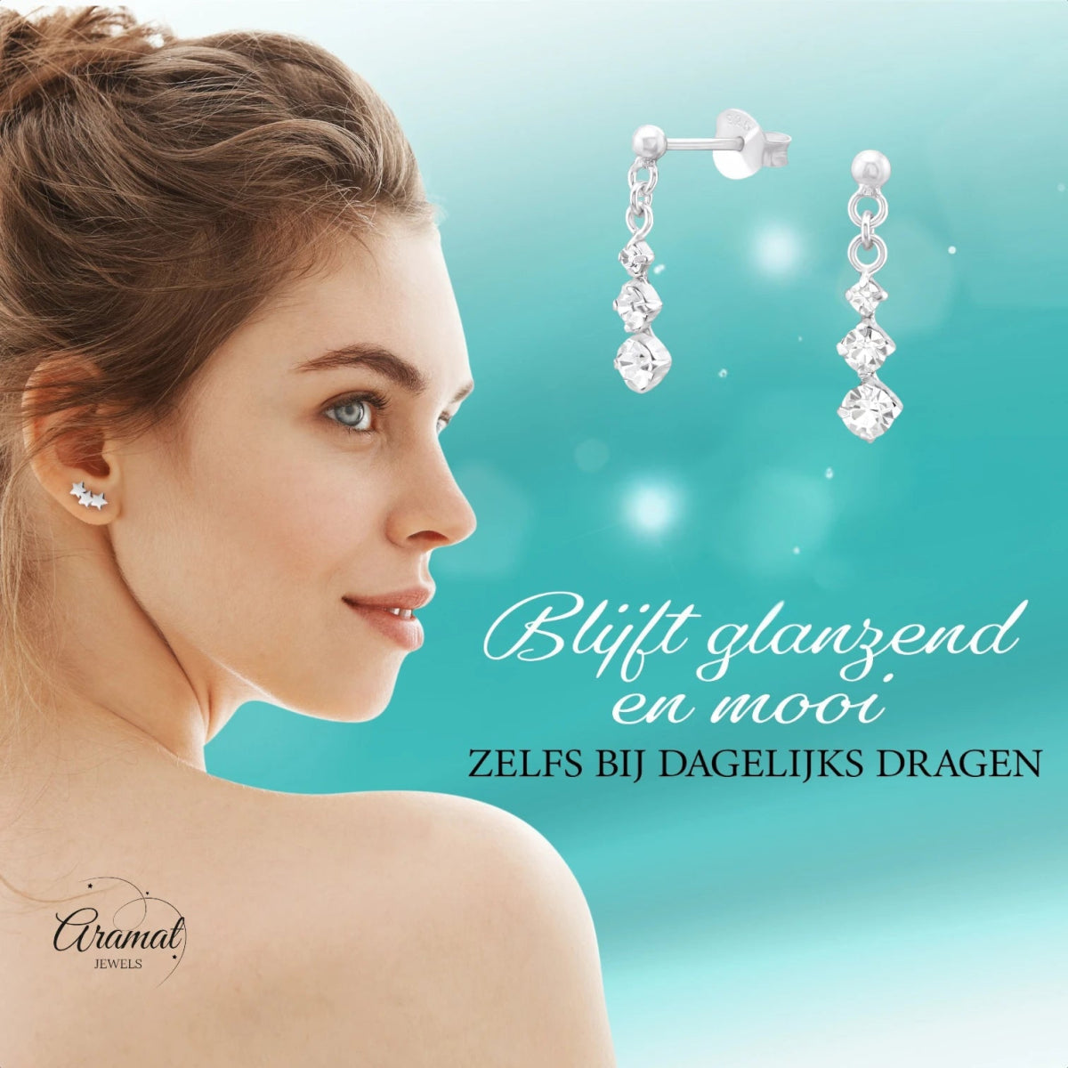 Zilveren Oorbellen met Kristal Hanger Nikkelvrij - oor1022 - 17535 - Oorbellen kopen# - 16mm - 925 Zilver