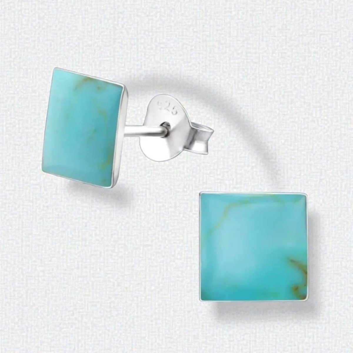 Zilveren oorbellen vierkant blauw - Aramat Jewels - Oorbellen - cadeautip