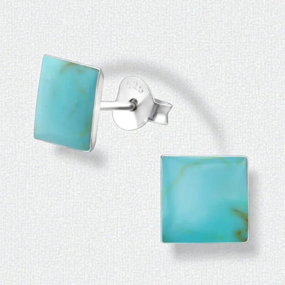 Zilveren oorbellen vierkant blauw - Aramat Jewels - Oorbellen - cadeautip