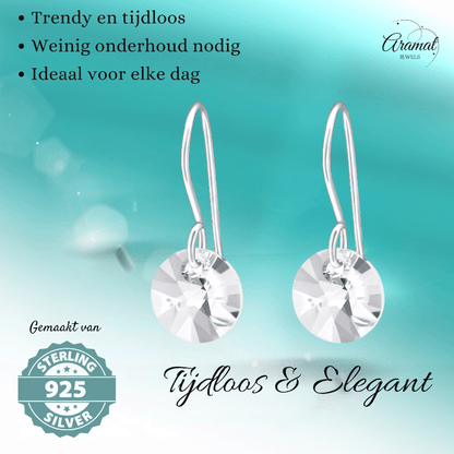 Zilveren Oorhangers - Transparant Kristal - 8mm - oor3258 - 27940 - Oorhangers kopen# - 20mm - 925 Zilver - alles