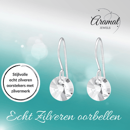 Zilveren Oorhangers - Transparant Kristal - 8mm - oor3258 - 27940 - Oorhangers kopen# - 20mm - 925 Zilver - alles