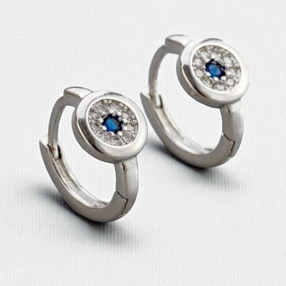 Zilveren Oorringetjes met Blauwe en Transparante Zirkonia - Aramat Jewels - Oorringen - cadeautip