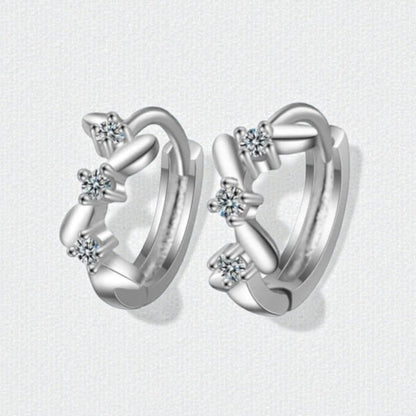 Zilveren Oorringetjes met Zirkonia Steentjes en Zigzag Patroon - Aramat Jewels - Oorringen - cadeautip