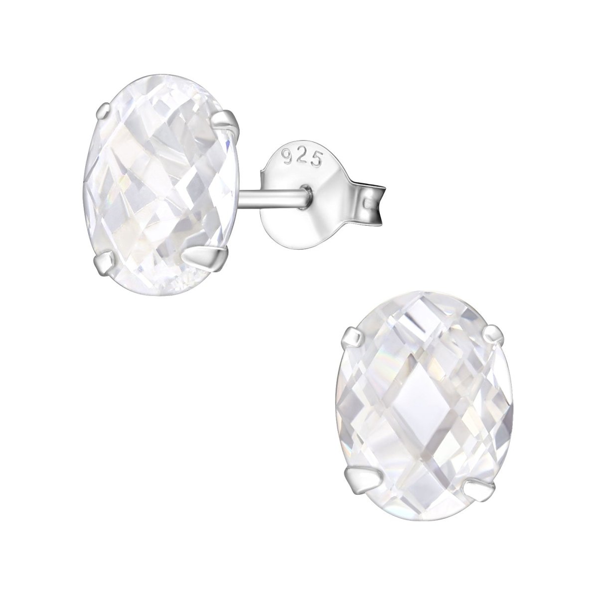Zilveren Ovale Oorstekers met Zirkonia | 9mm - oor3414 - 9791 - Oorbellen kopen# - 925 Zilver - 9mm - alles