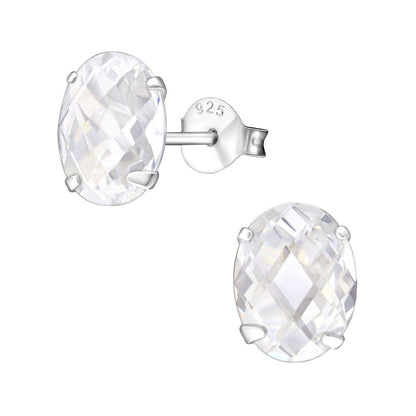 Zilveren Ovale Oorstekers met Zirkonia | 9mm - oor3414 - 9791 - Oorbellen kopen# - 925 Zilver - 9mm - alles