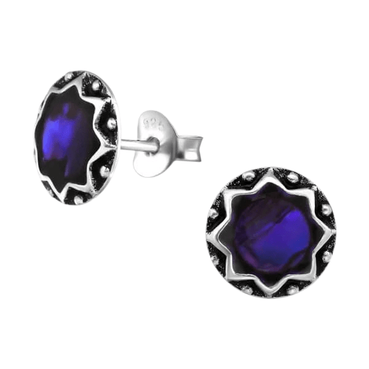 Zilveren Paarse Abalone Dames Oorbellen 9 mm - oor5265 - 30903 - Oorbellen kopen# - 925 Zilver - 9mm - Abalone