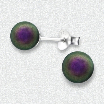 Zilveren Parel Oorbellen - Iriserend Paars - 6mm - Aramat Jewels - Oorbellen - cadeautip