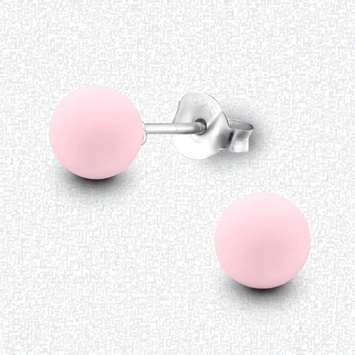 Zilveren Parel Oorbellen - Mat Poeder Roze - 8mm - Aramat Jewels - Oorbellen - cadeautip