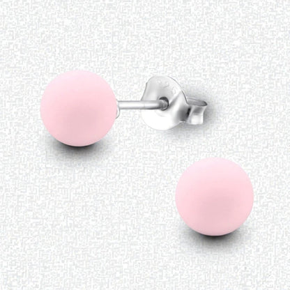 Zilveren Parel Oorbellen - Mat Poeder Roze - 8mm - Aramat Jewels - Oorbellen - cadeautip