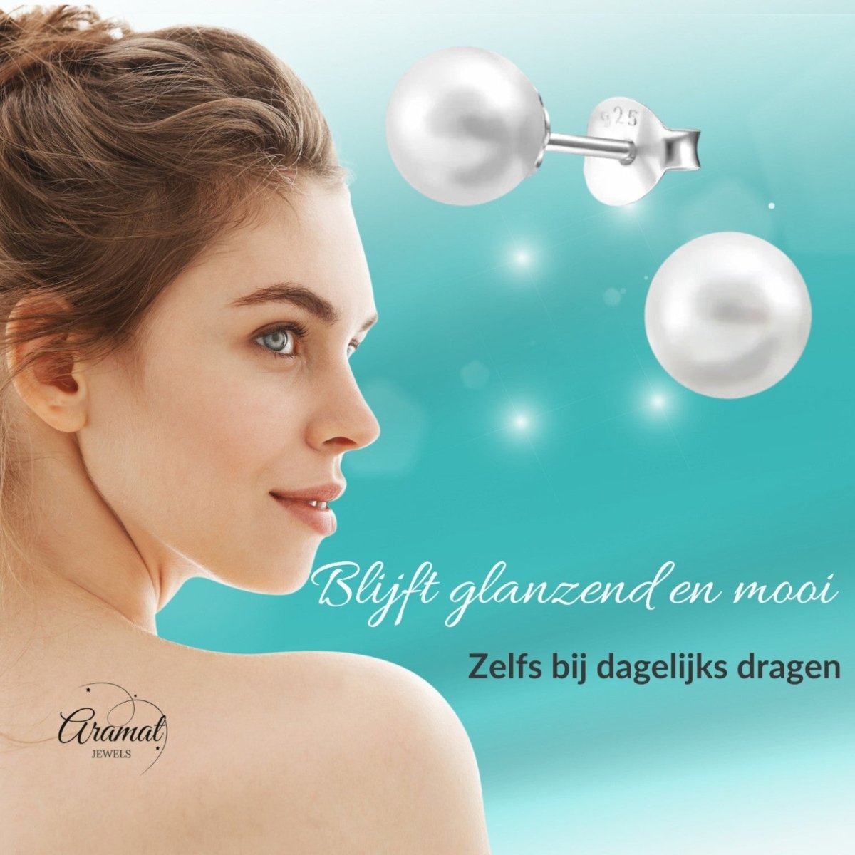 Zilveren Parel Oorbellen wit - Aramat Jewels - Oorbellen - cadeautip