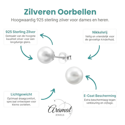 Zilveren Parel Oorbellen wit - Aramat Jewels - Oorbellen - cadeautip