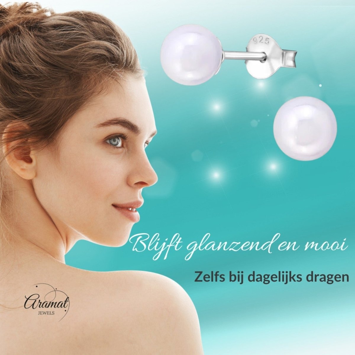 Zilveren pareloorbellen glossy paars - Aramat Jewels - Oorbellen - cadeautip