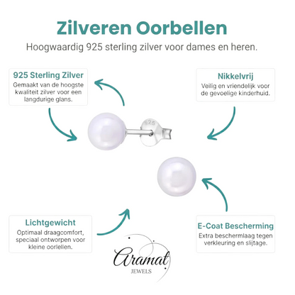 Zilveren pareloorbellen glossy paars - Aramat Jewels - Oorbellen - cadeautip