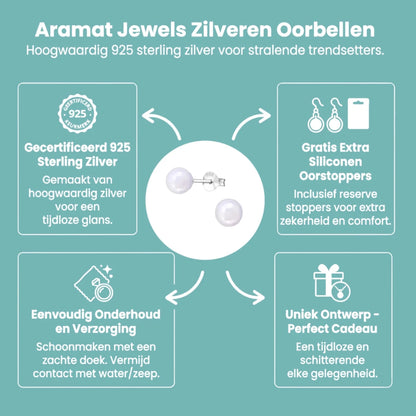 Zilveren pareloorbellen glossy paars - Aramat Jewels - Oorbellen - cadeautip