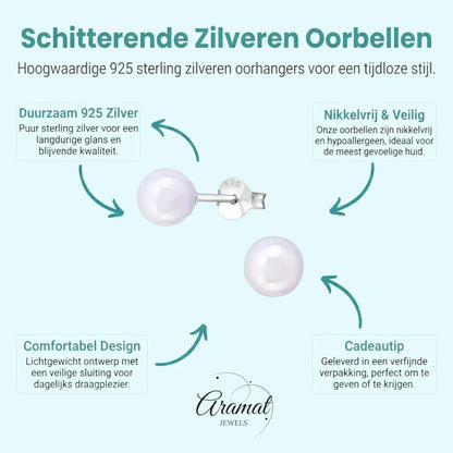 Zilveren pareloorbellen glossy paars - Aramat Jewels - Oorbellen - cadeautip