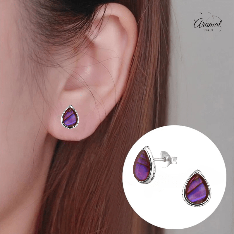 Zilveren Roze Abalone Oorbellen 10x8 mm - oor1024 - 30899 - Oorbellen kopen# - 10mm - 925 Zilver - Abalone