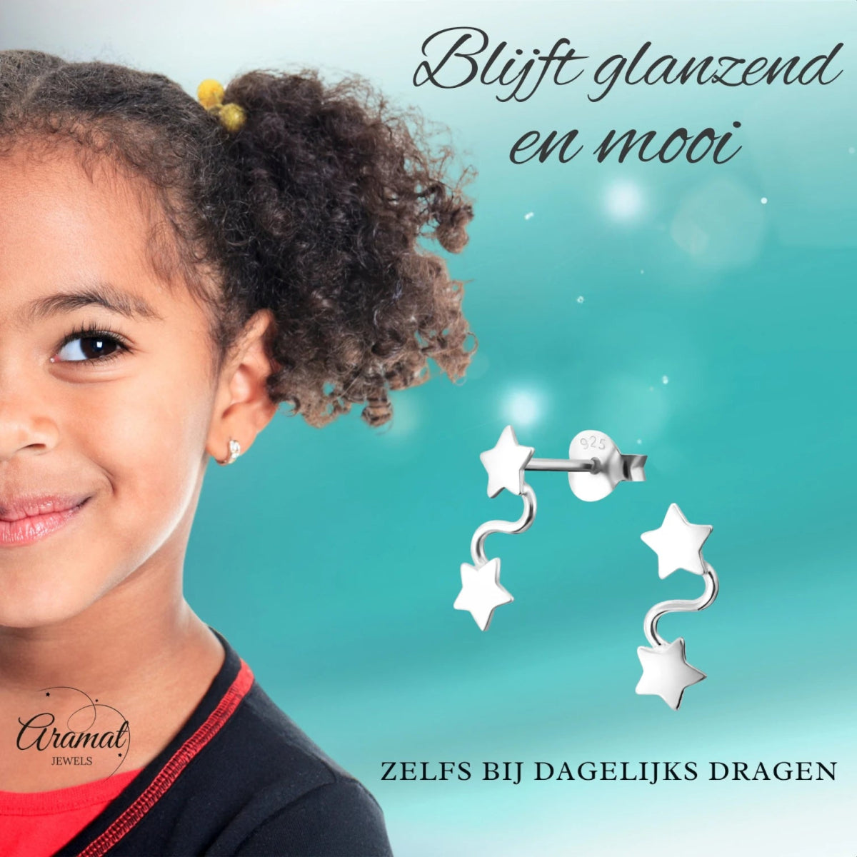 Zilveren Ster Oorbellen van Aramat Jewels® - oor916 - 18830 - Oorbellen kopen# - 11mm - 925 Zilver