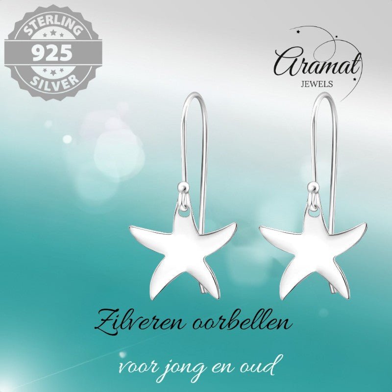 Zilveren Zeester Oorhanger kind - oor1213 - 31922 - Oorhangers kopen# - 12mm - 20mm