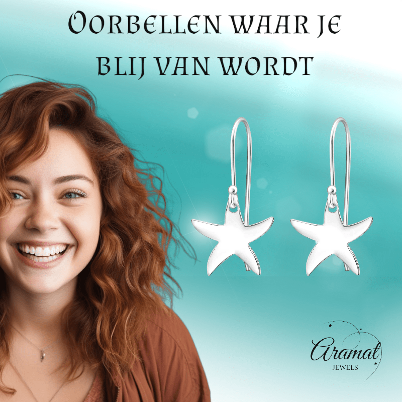 Zilveren Zeester Oorhanger kind - oor1213 - 31922 - Oorhangers kopen# - 12mm - 20mm