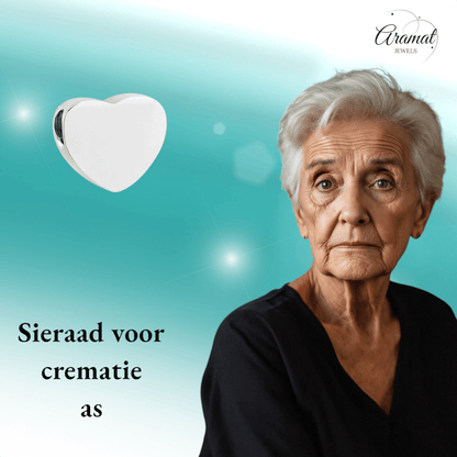 Zilverkleurige asbedel hart – roestvrij staal 13mm - Aramat Jewels - Asbedels - cadeautip