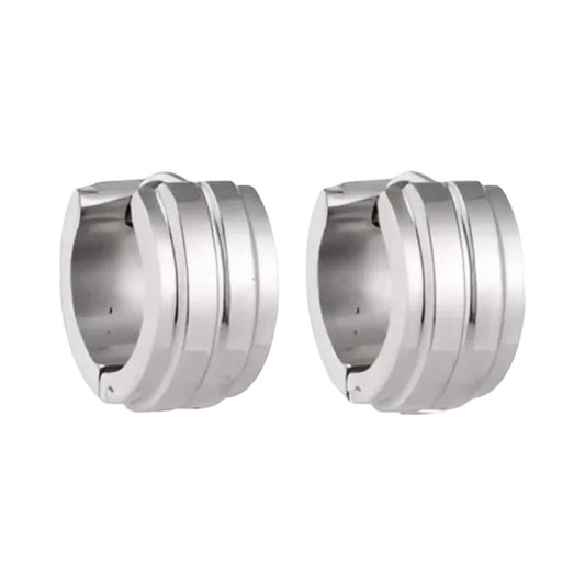 Zilverkleurige Klapcreolen - RVS - Twee Strepen - 13 mm - Uniseks - oor5786 - se20003 - Oorringen kopen# - 13mm - alles - cadeau