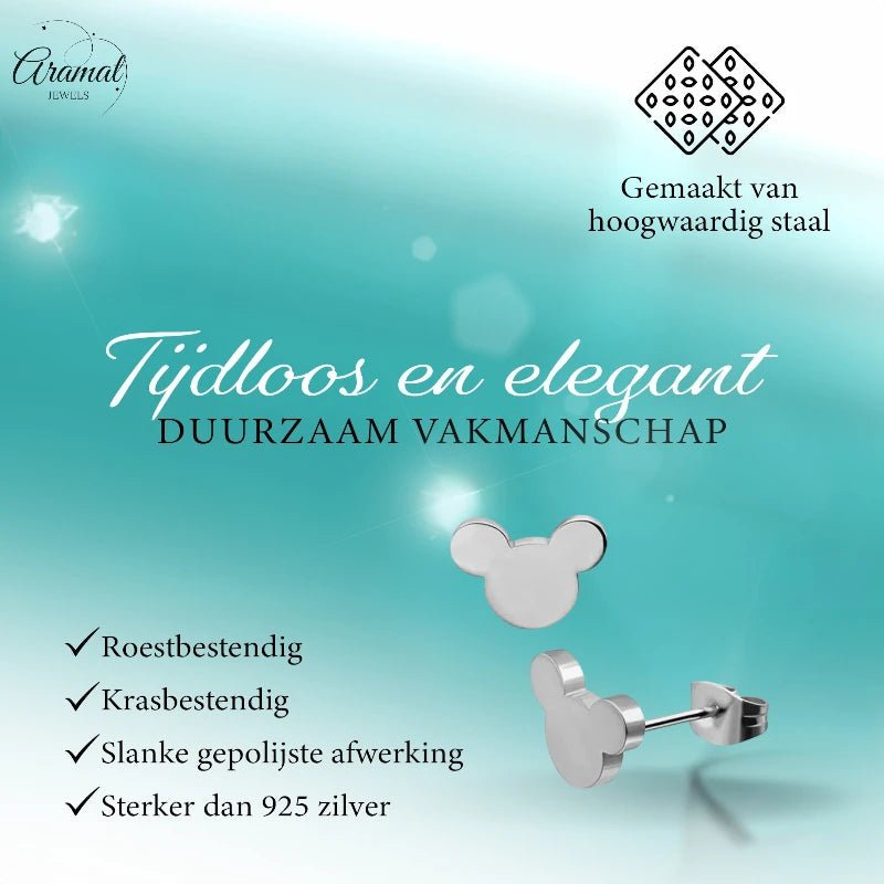 Zilverkleurige Mickey Mouse Oorbellen 10mm | Stainless Steel - oor4224 - Oorbellen kopen# - 10mm - alles - cadeau