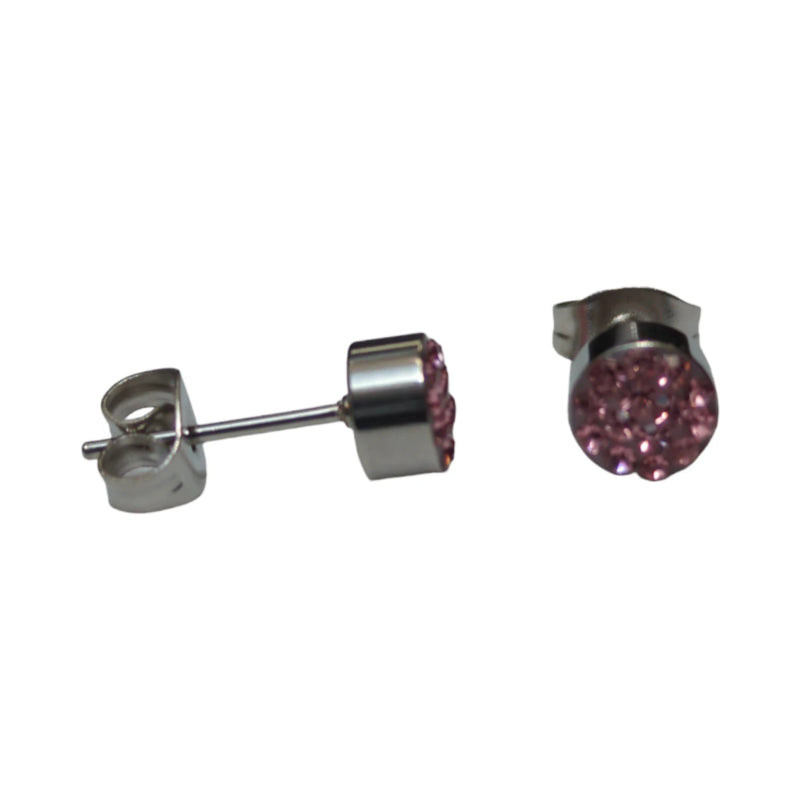 Zilverkleurige oorstekers met lichtroze kristal – 6 mm - oor3084 - Oorbellen kopen# - 6mm - alles - cadeau