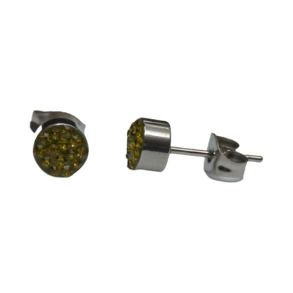 Zilverkleurige oorstekers met olijfgroen kristal – 6 mm - oor3092 - Oorbellen kopen# - 6mm - alles - cadeau
