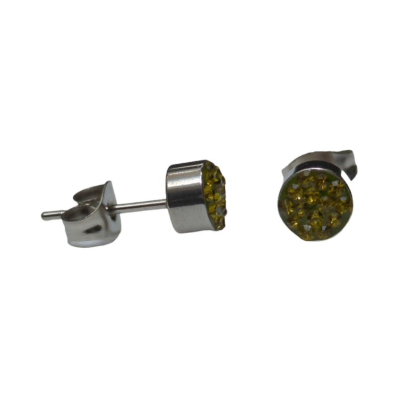 Zilverkleurige oorstekers met olijfgroen kristal – 6 mm - oor3092 - Oorbellen kopen# - 6mm - alles - cadeau