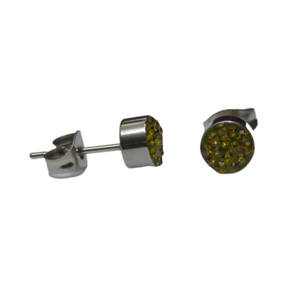 Zilverkleurige oorstekers met olijfgroen kristal – 6 mm - oor3092 - Oorbellen kopen# - 6mm - alles - cadeau