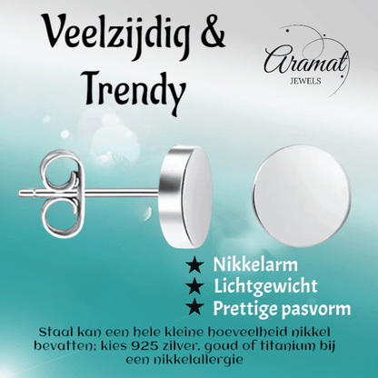 Zilverkleurige Ronde Oorstekers RVS 10mm - Aramat Jewels - Oorbellen - cadeautip