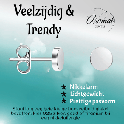 Zilverkleurige Ronde Oorstekers RVS 4mm - Aramat Jewels - Oorbellen - cadeautip
