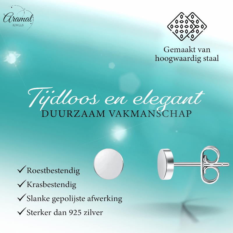 Zilverkleurige Ronde Oorstekers RVS 4mm - Aramat Jewels - Oorbellen - cadeautip