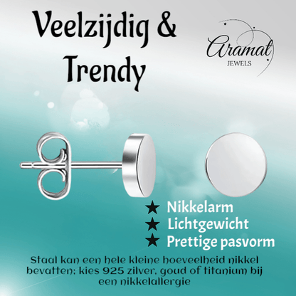 Zilverkleurige Ronde Oorstekers RVS 5mm - Aramat Jewels - Oorbellen - cadeautip