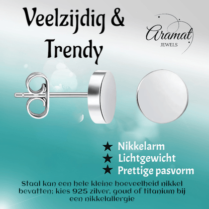 Zilverkleurige Ronde Oorstekers RVS 7mm - Aramat Jewels - Oorbellen - cadeautip