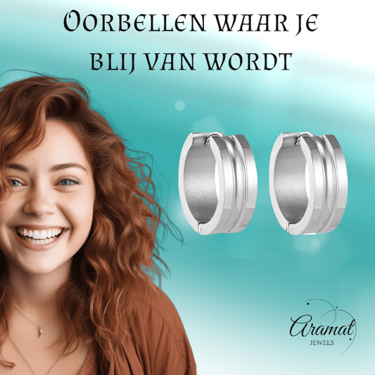 Zilverkleurige Stalen Oorbellen - Modern Design - oor5802 - se42134 - Oorringen kopen# - 19mm - 7mm - alles