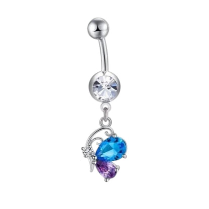 Piercing au nombril papillon d'été en zircone