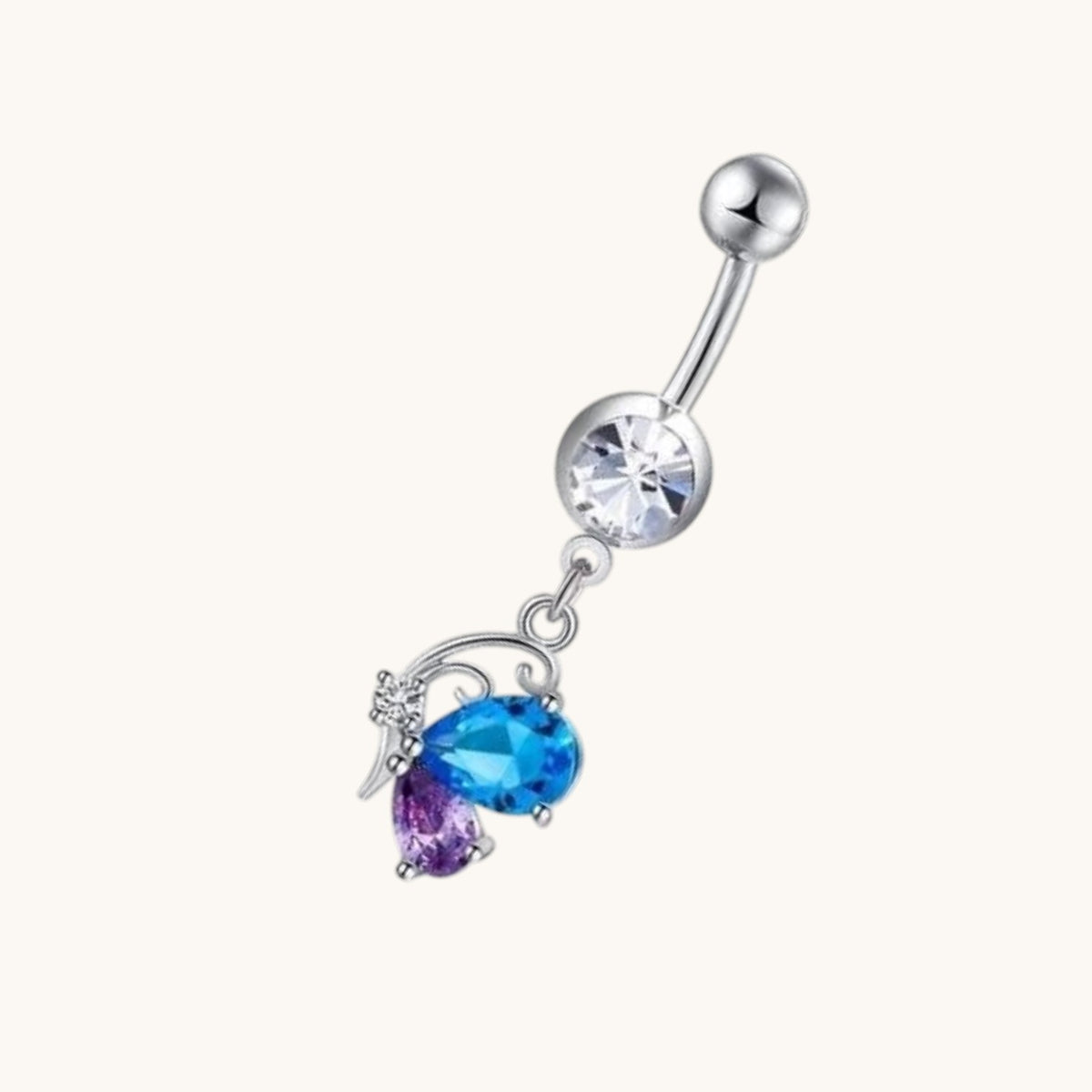 Piercing au nombril papillon d'été en zircone