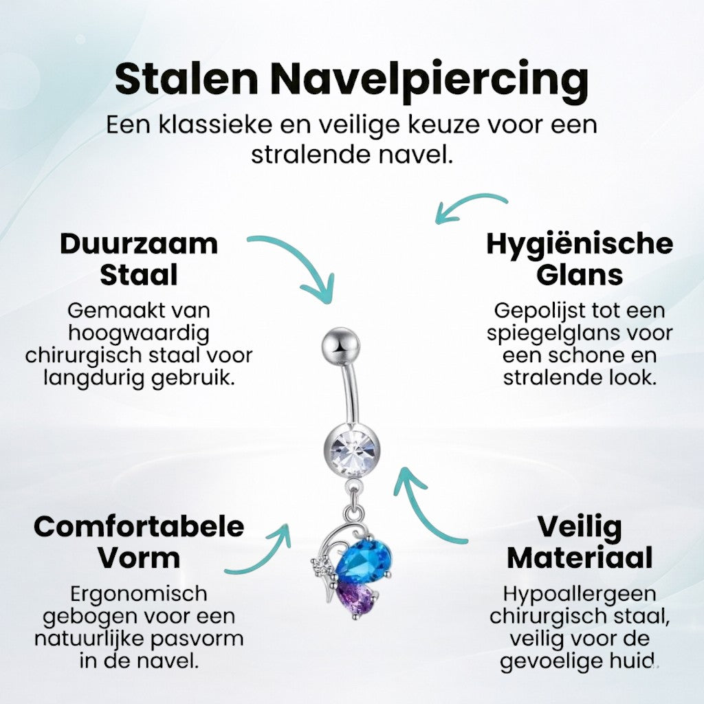 Piercing au nombril papillon d'été en zircone