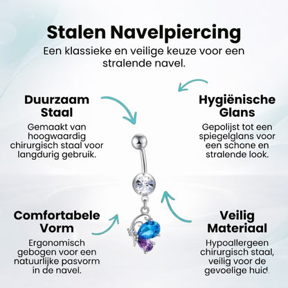 Piercing au nombril papillon d'été en zircone