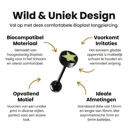 Oorbellen met zwarte en groene ster