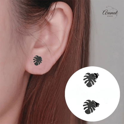 Zwarte Blaadjes Oorbellen - RVS - 10mm - oor4213 - Oorbellen kopen# - 10mm - alles - blad