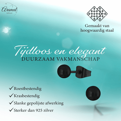 Zwarte Bolletjes Oorbellen 4mm - oor3313 - 13882 - Oorbellen kopen# - 4mm - alles - bolletjes