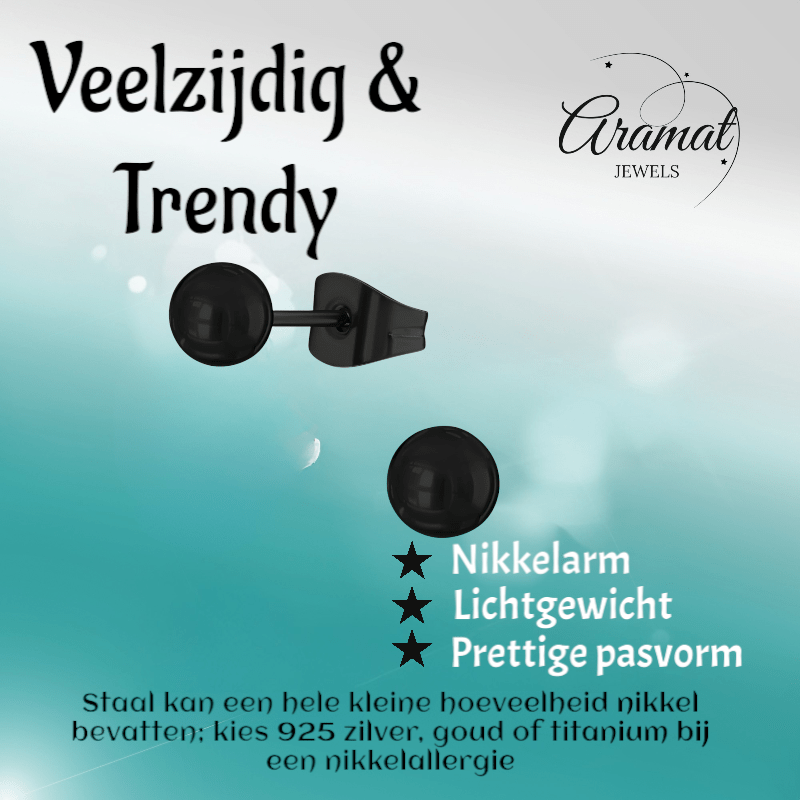 Zwarte Bolletjes Oorbellen 4mm - oor3313 - 13882 - Oorbellen kopen# - 4mm - alles - bolletjes