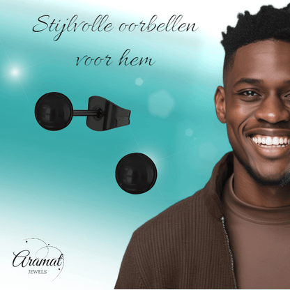 Zwarte Bolletjes Oorbellen 4mm - oor3313 - 13882 - Oorbellen kopen# - 4mm - alles - bolletjes