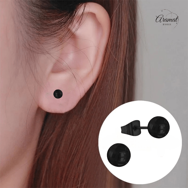 Zwarte Bolletjes Oorbellen 5mm - oor3765 - Oorbellen kopen# - 5mm - alles - bolletjes